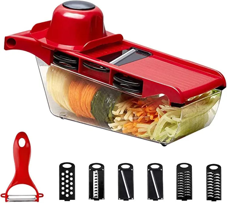 10 in 1 Mandolin Slicer Vegetable Cutter with Stainless Steel Blade Manual Potato Peeler