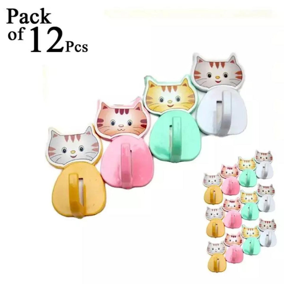 12 Pcs Cat Kitty Wall Hooks – Metallic Wall Hooks