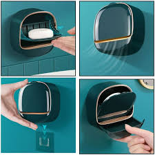 1Pc Wall Mounted Soap Holder With Drain Tray